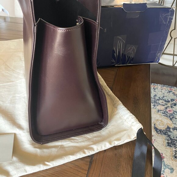 NEW POELLE Carolyn Large Leather Shoulder Tote Bag BROWN - Picture 8 of 10